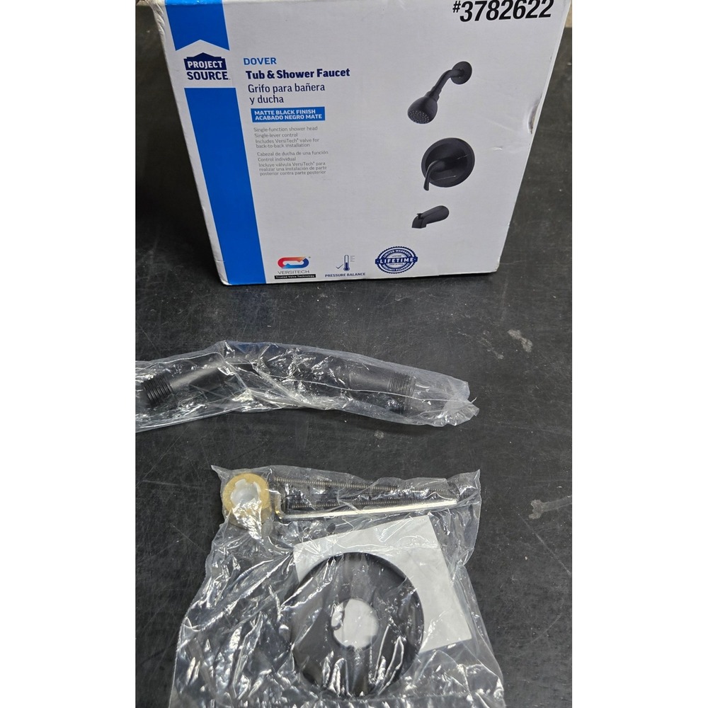 Project Source Dover Matte Black Shower Arm Flange & Hardware Pack #3782622